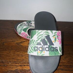 Adidas Kids Floral Slide Sandals - Gray and Pink